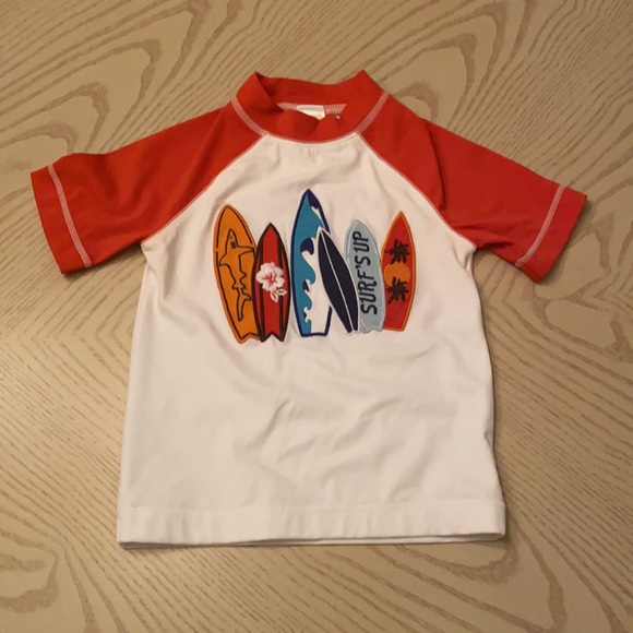 Gymboree swim trunks/rash guard with flip flops. - Picture 2 of 4